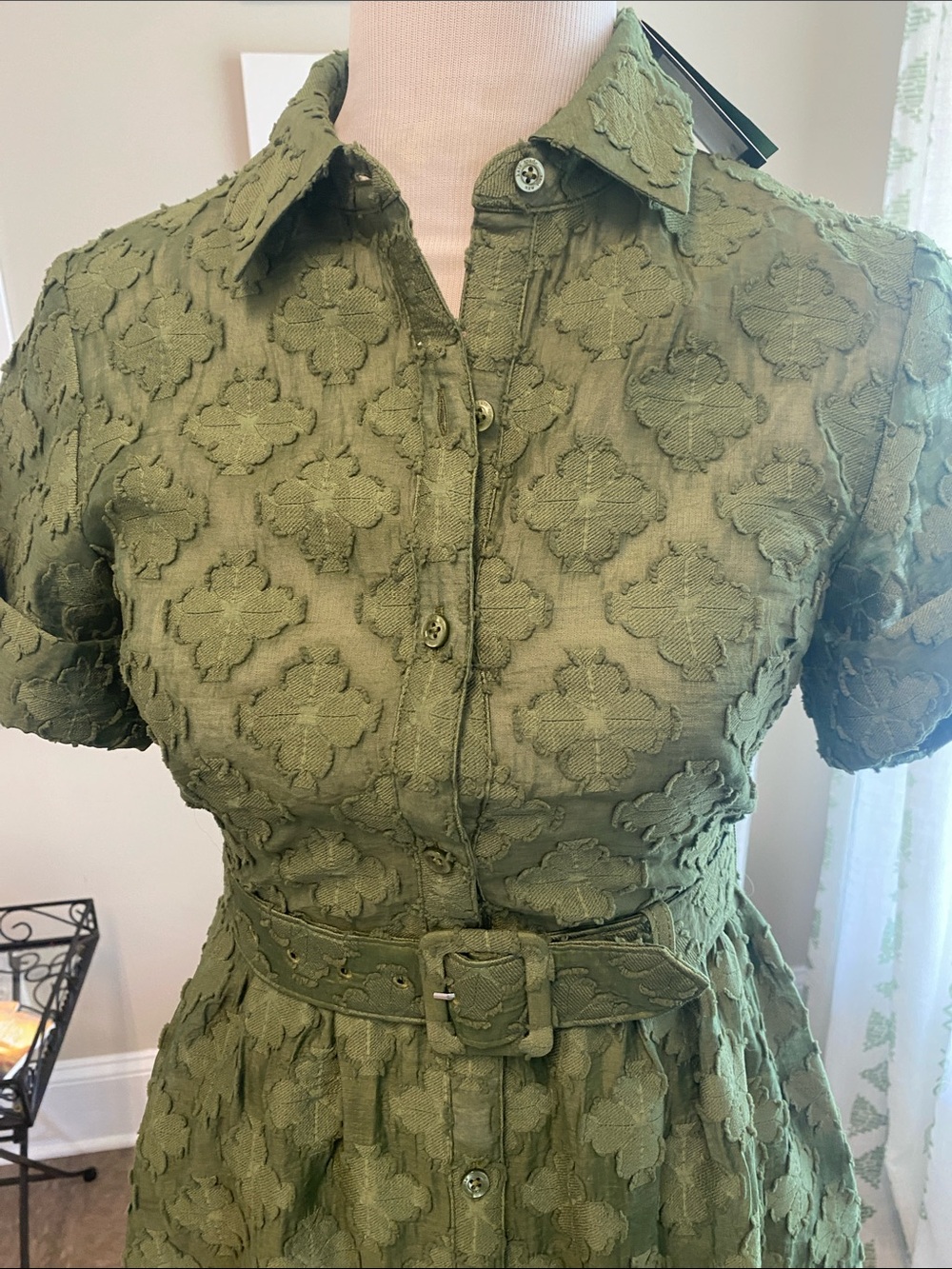 kate spade Olive Green Lace Belted Midi Dress - Picture 4 of 11
